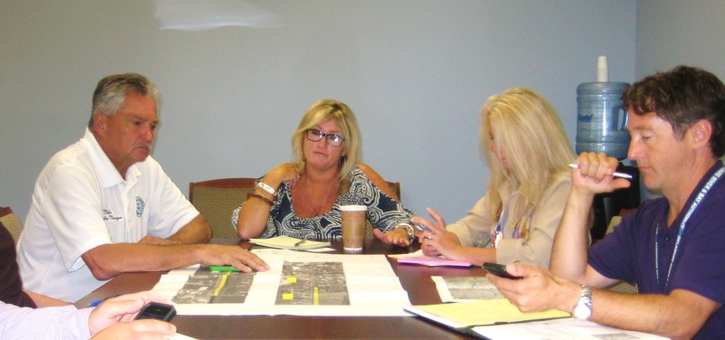 Gathered at a recent meeting to discuss establishing bike trails from Rehoboth Beach to the Cape May County Zoo in New Jersey are (l-r) Mike Voll, Lower Township Manager; Connie Mahon, administrator of Middle Township; Jill Becker; and Heath Gehrke, ferry manager of the Delaware River & Bay Authority.
